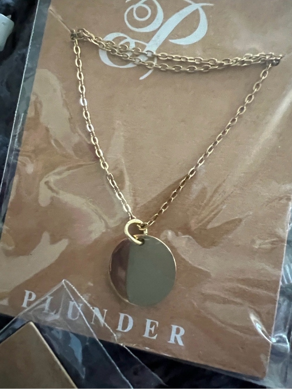 Plunder Gold Double Chain Disc Necklace